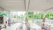 Hochschule Offenburg, FH Offenburg, Mensa, PAM, closed ceiling, plasterboard ceiling, perforated design, reference project, Objektreportage, Deutschland